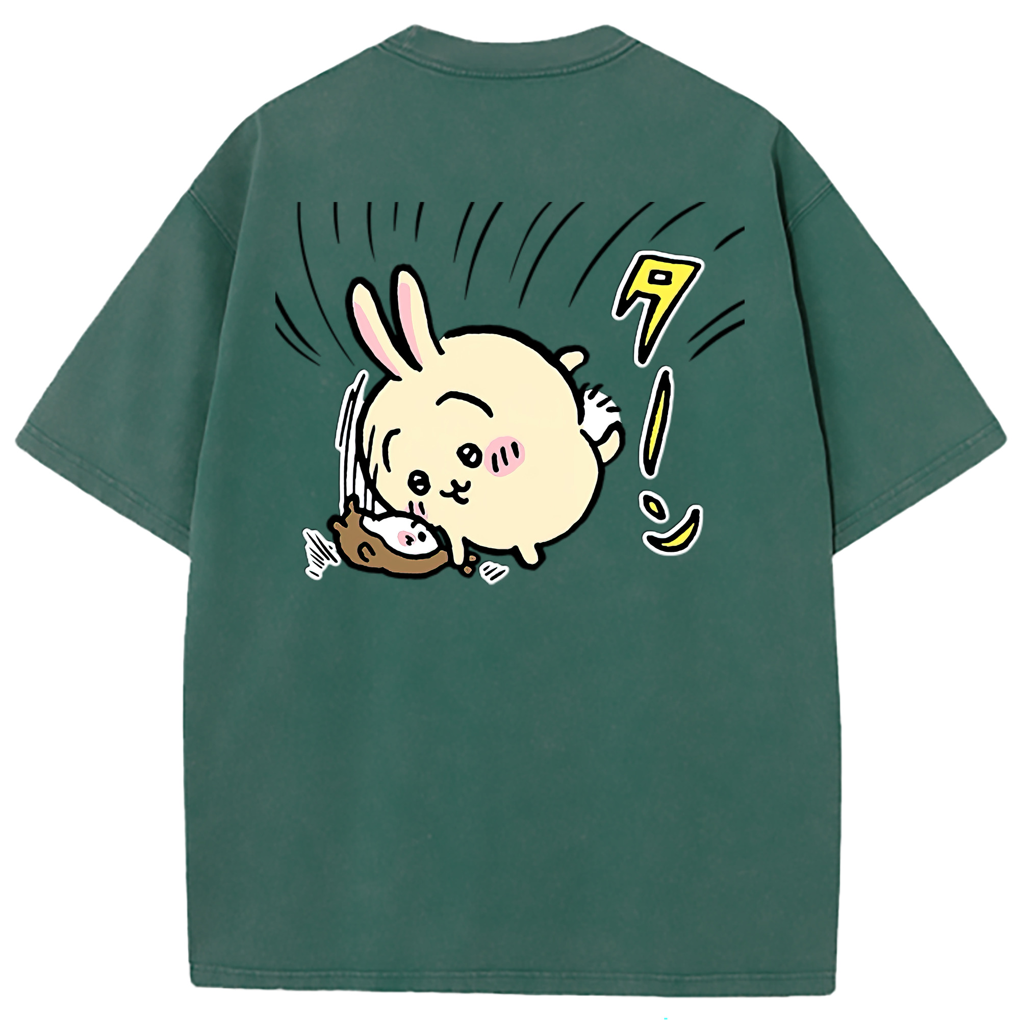 （画像用） ちいかわ うさぎ Chii-kawa usagi 綿100% ヴィンテージ風 半袖Tシャツ（背面プリント）